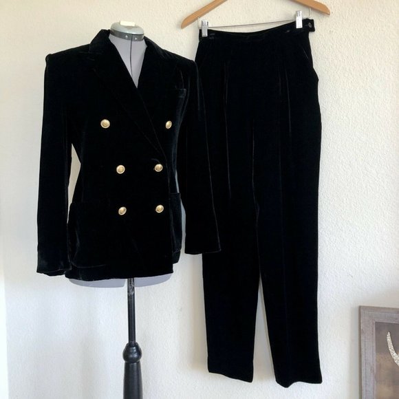 Ralph Lauren Jackets & Blazers - VTG RALPH LAUREN Black Velvet Blazer & Pant Suit